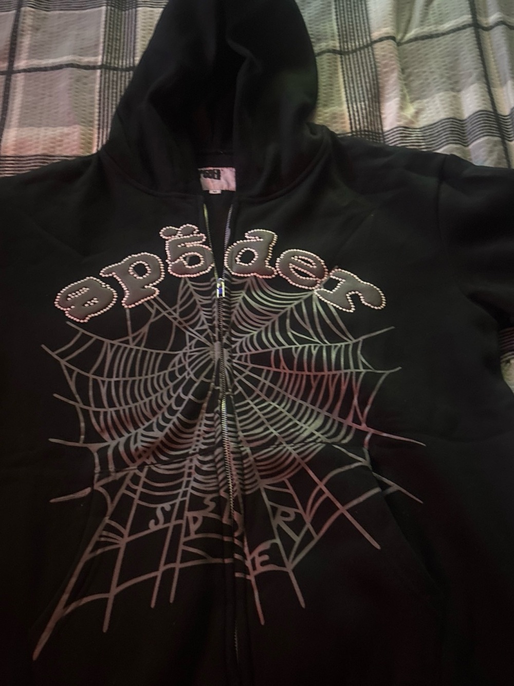Black Sp5der Hoodie zipup